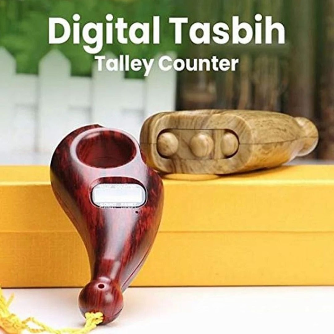 📿 Digital Finger Tally Counter – Elegant Wood Finish Tasbeeh for Zikr & Prayers Pack Of 2