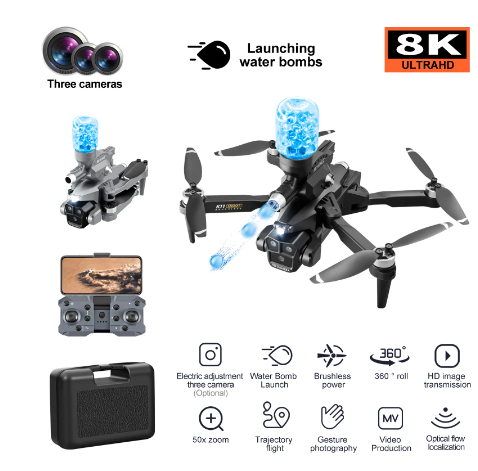 K11 Max Drone with Water Bombs Professional Aerial Photography Aircraft 8K Three Camera Obstacle Avoidance Foldable Quadcopter - Toymallpk