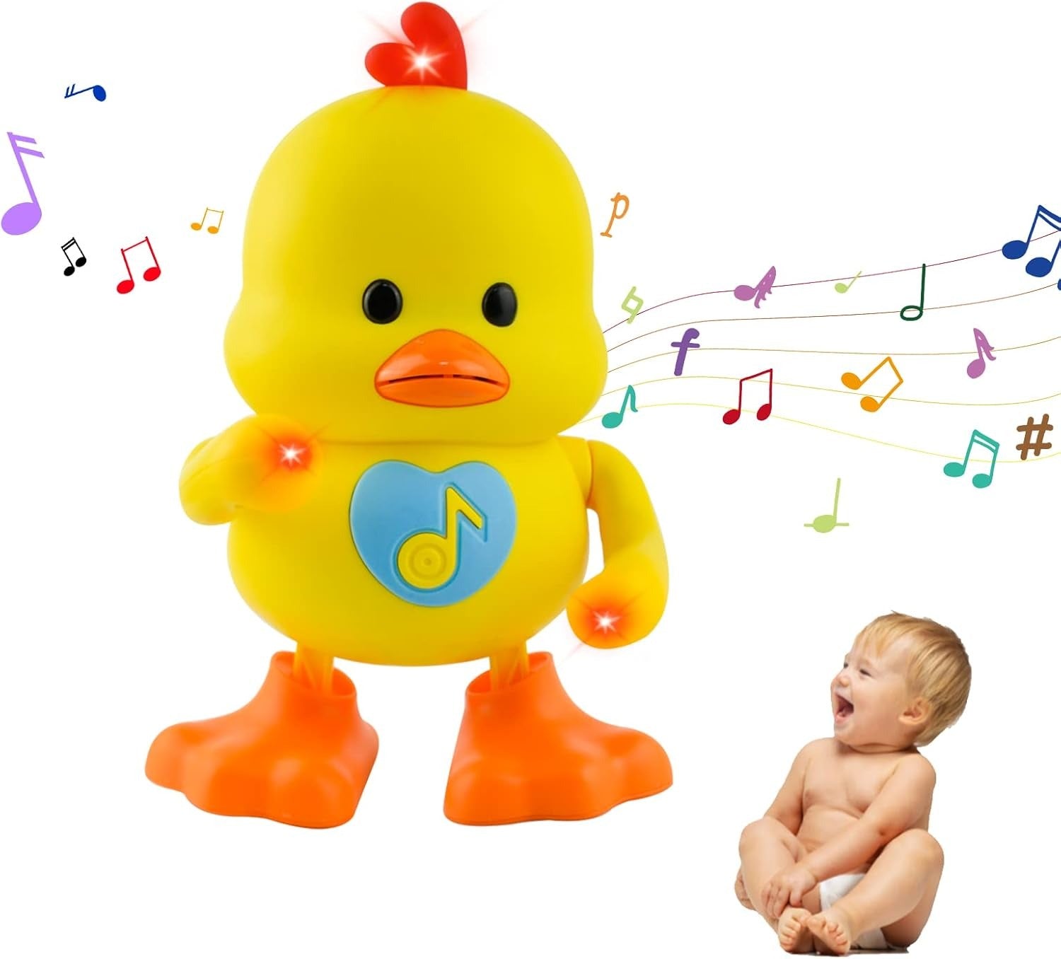 Musical Dancing Duck,Light Up Music Singing Dancing Crawling Walking Interactive Yellow Duck Toy,Singing Kids Duck Interactive Toys