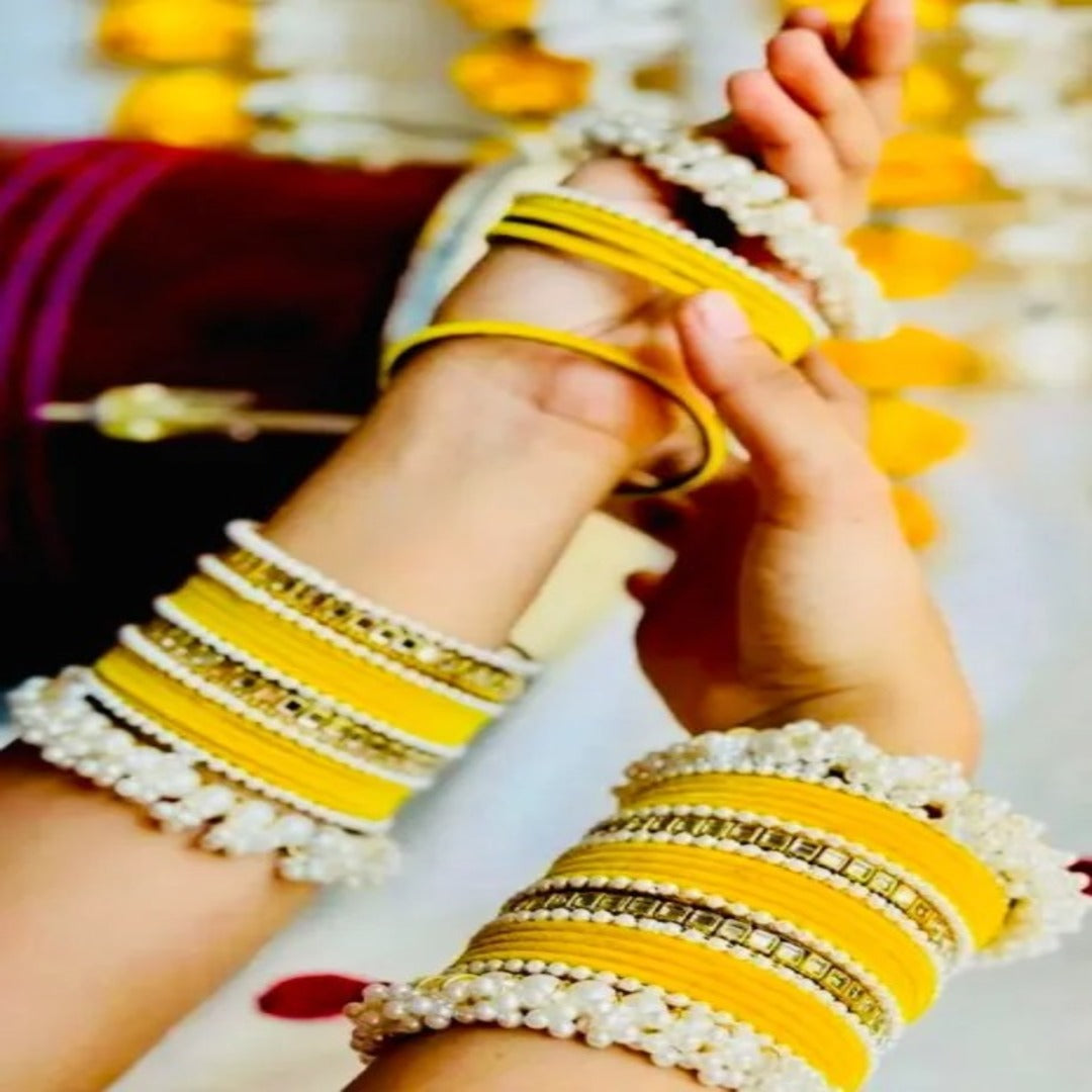 Trendy pearl Gajra Bangles with White Pearls/Beads