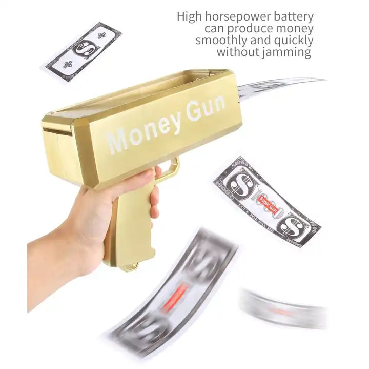 Gold Money Gun Cash Make Cashes Money Rain Gun Toy Shot Spray Real Golden Money Gun for Party - Toymallpk