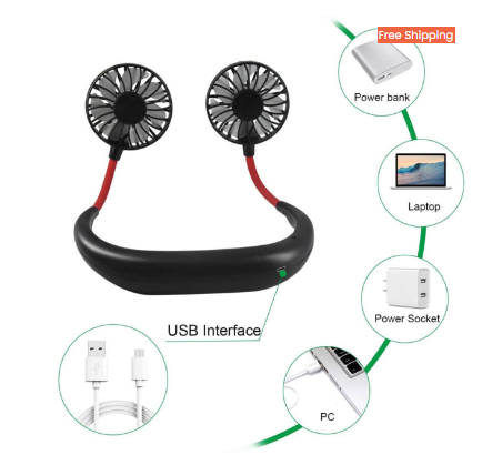 360° Portable Hanging Neck Fan - Toymallpk