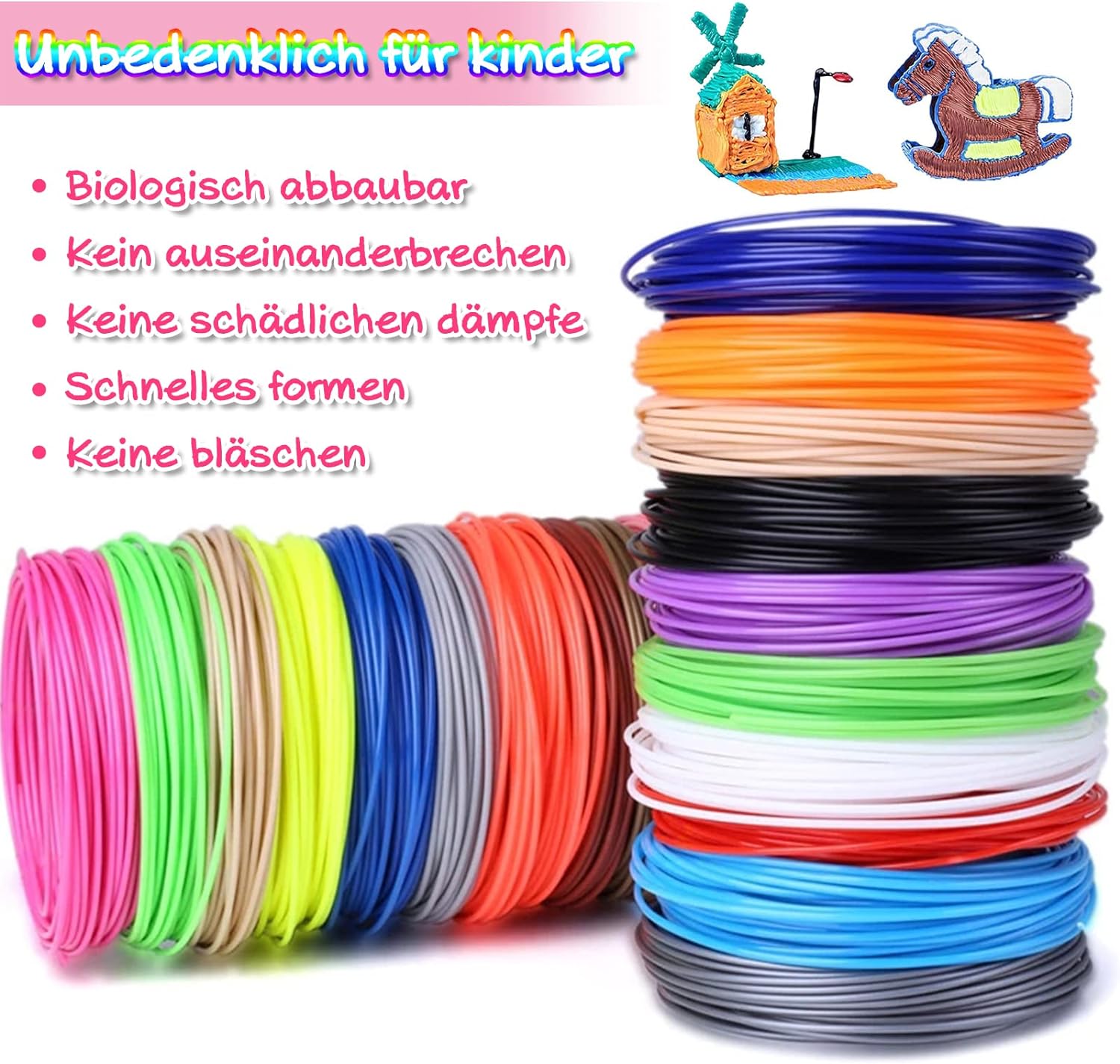 PLA-3D Pen Filament Random Color Plastic Wire 1.75mm 3D Printer Materials Threads Certified - Toymallpk