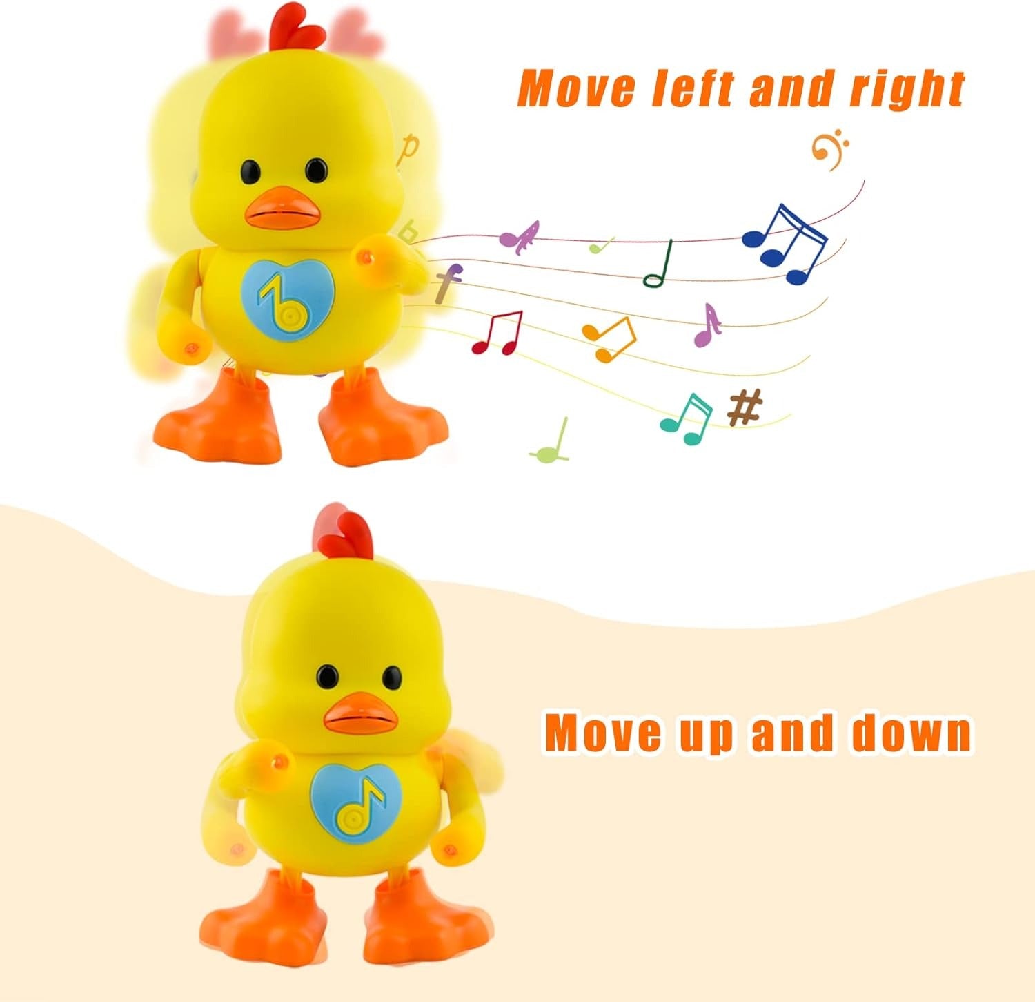 Musical Dancing Duck,Light Up Music Singing Dancing Crawling Walking Interactive Yellow Duck Toy,Singing Kids Duck Interactive Toys
