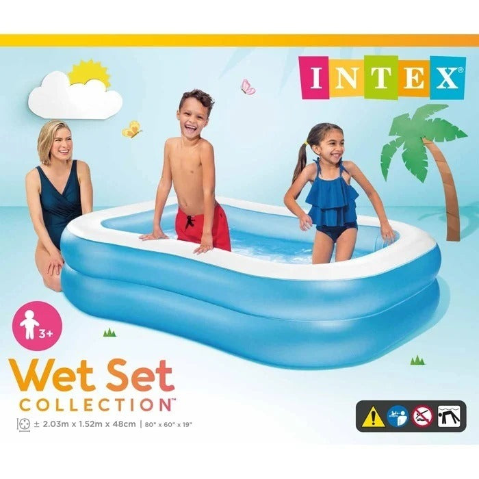 Intex Swim Center Family Swimming Pool White Blue (80"X60"X19") - Toymallpk