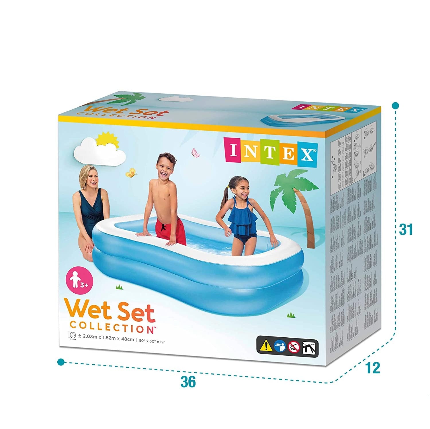 Intex Swim Center Family Swimming Pool White Blue (80"X60"X19") - Toymallpk