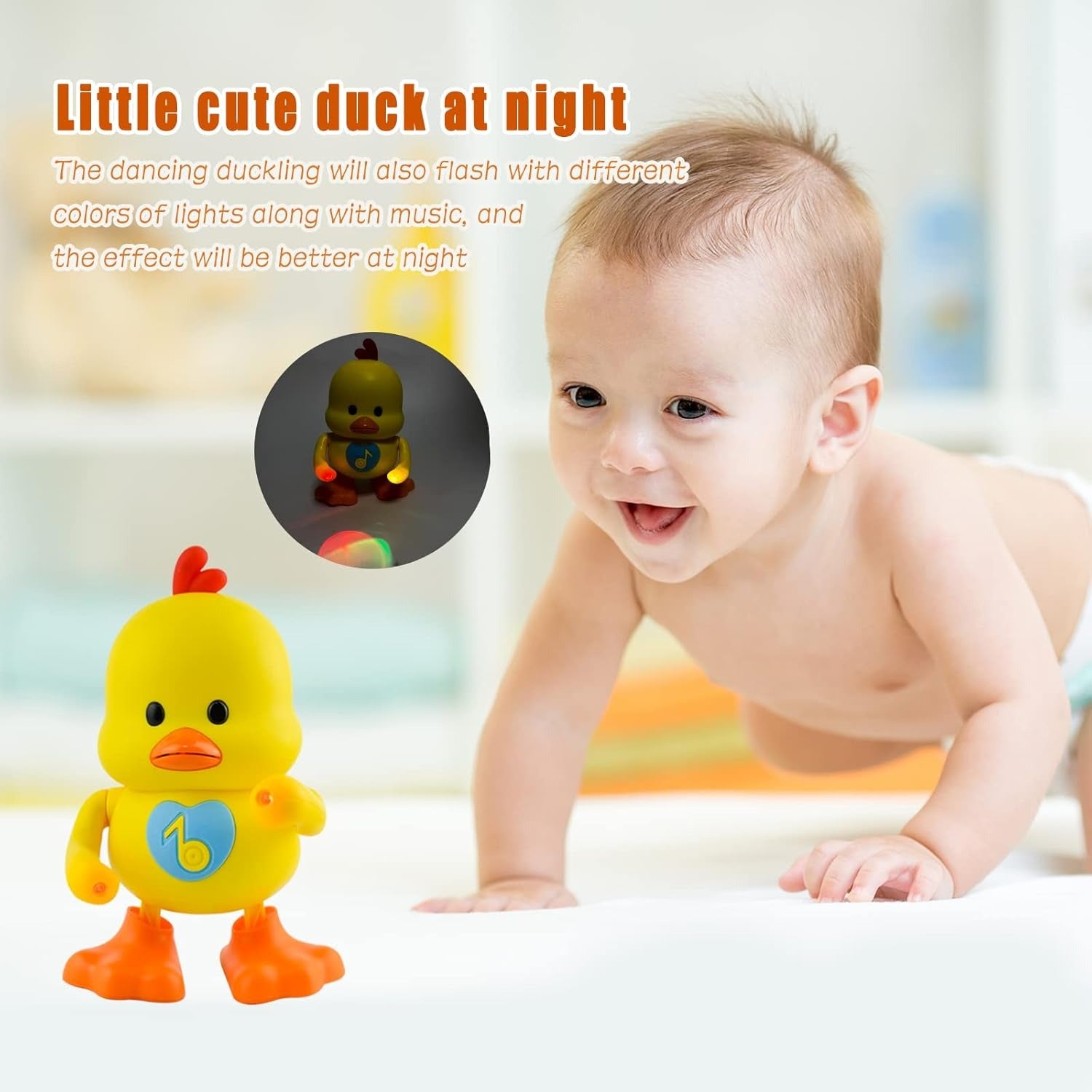 Musical Dancing Duck,Light Up Music Singing Dancing Crawling Walking Interactive Yellow Duck Toy,Singing Kids Duck Interactive Toys