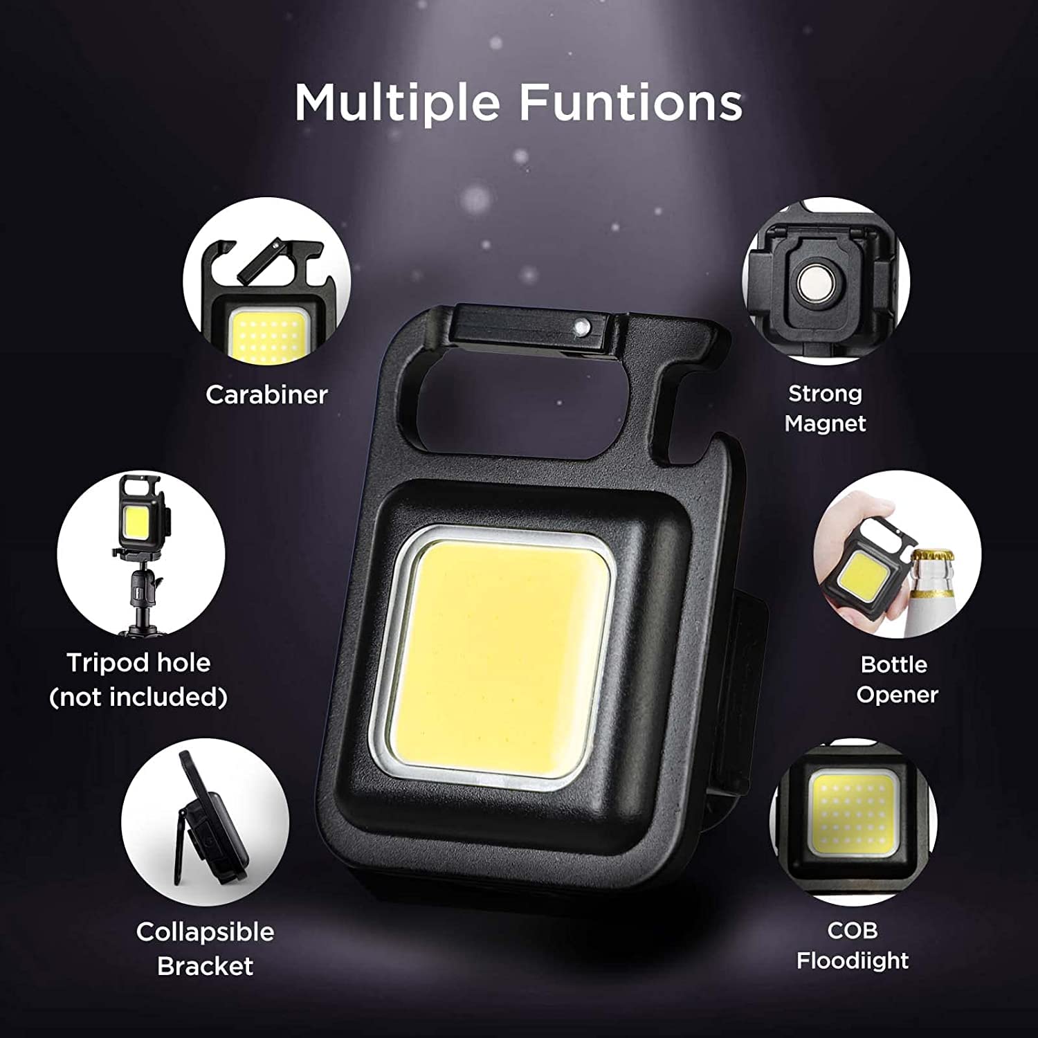 Portable LED Keychain Lights COB Flashlight