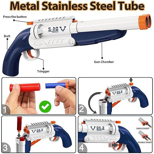 🚀 Double Tube Soft Bullet Toy Machine - Dual Action, Endless Fun! 🔫🎯