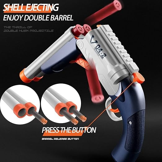 🚀 Double Tube Soft Bullet Toy Machine - Dual Action, Endless Fun! 🔫🎯