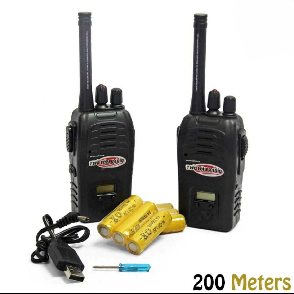 200 Meter Rechargeable Walkie-Talkie Noise Reduction Radio Play Pair Toy Set For Kids