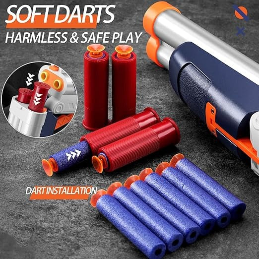 🚀 Double Tube Soft Bullet Toy Machine - Dual Action, Endless Fun! 🔫🎯