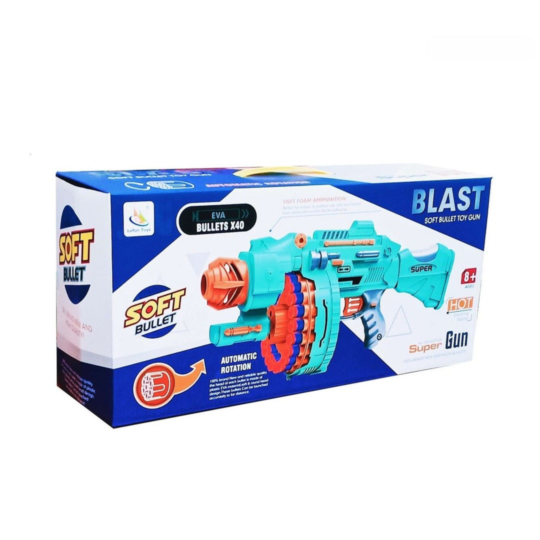 🔥 BLAST Super Gun – Soft Bullet Toy Gun with Automatic Rotation! 🎯🔫