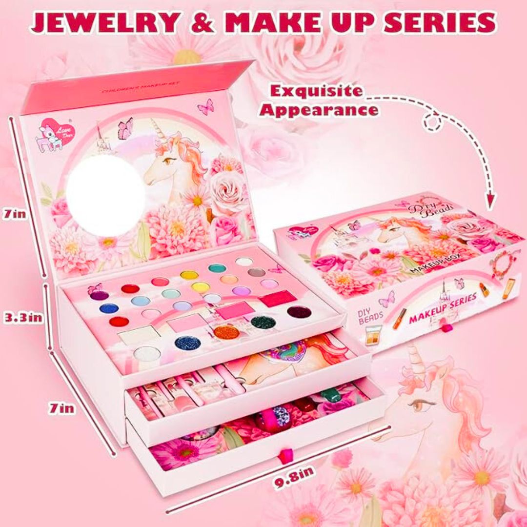 🦄 Unicorn Makeup & Beads Box – Magical Playset for Princesses ✨