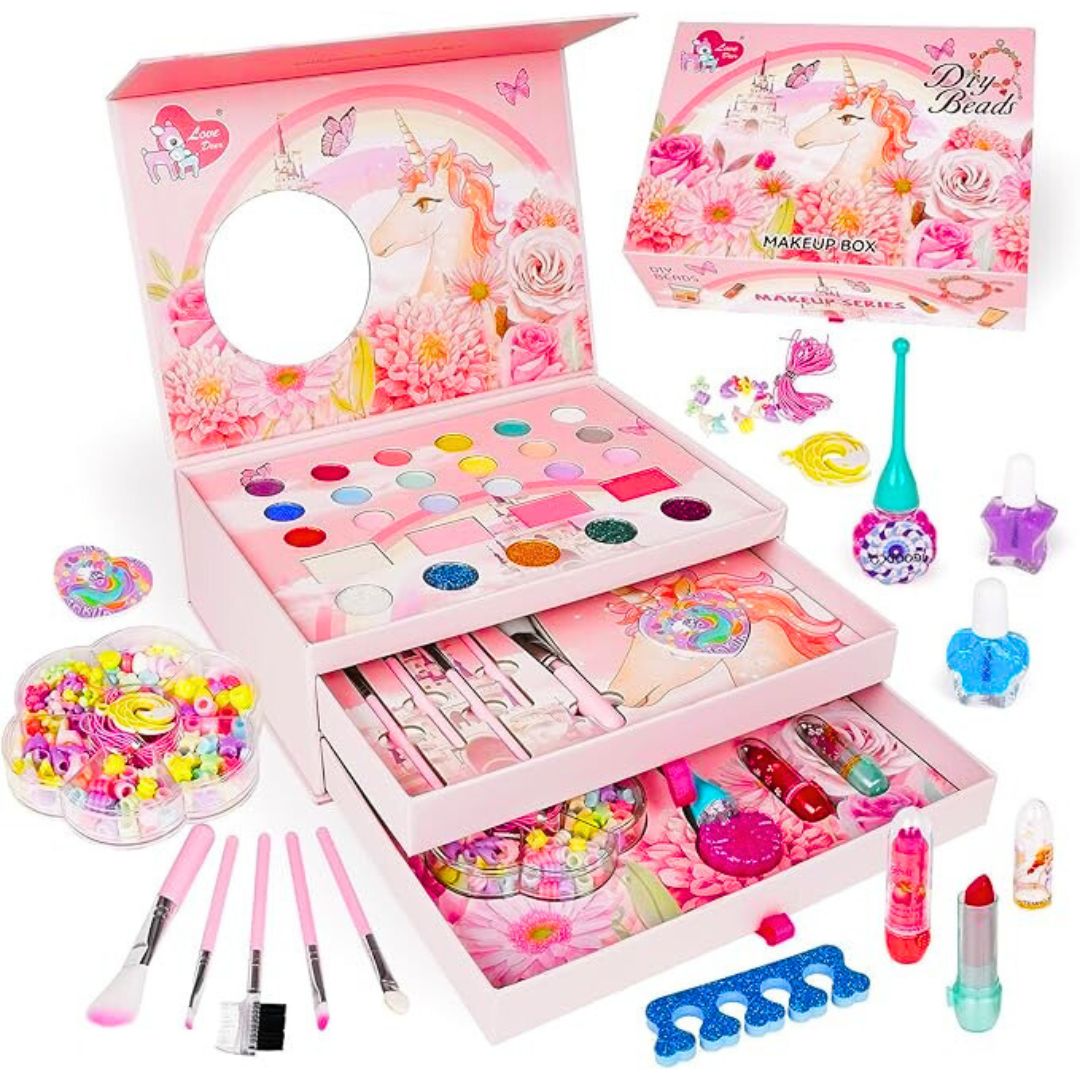 🦄 Unicorn Makeup & Beads Box – Magical Playset for Princesses ✨