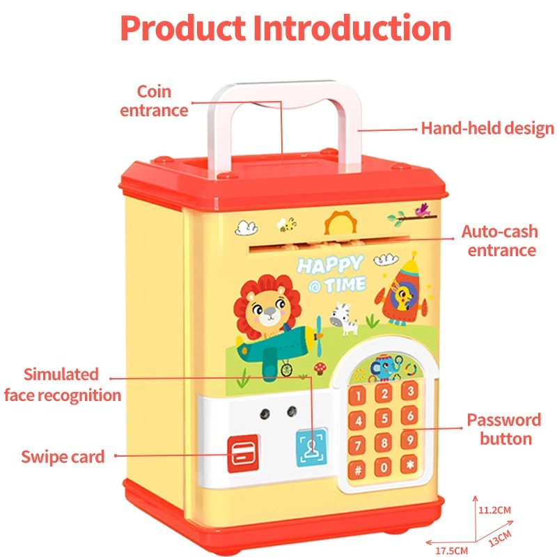 🦁 Electronic Money Suitcase Safe ATM – Kids Digital Piggy Bank with Password & Key Card 💰