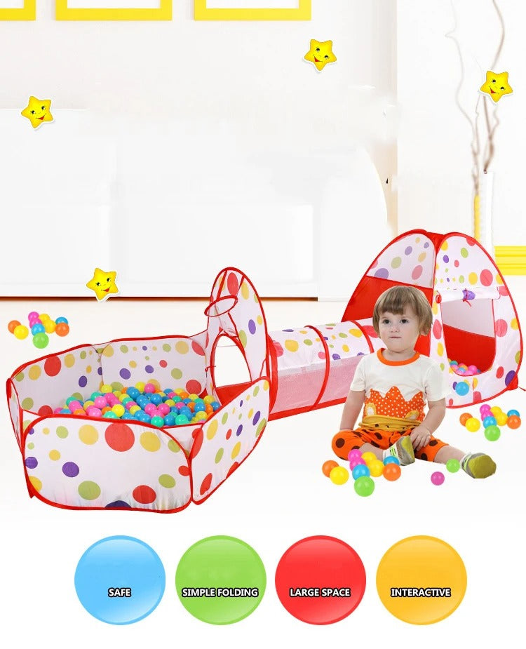 🎪 3-in-1 Kids Play Tent with Tunnel & Ball Pit – Ultimate Fun Playground! 🎈🏠