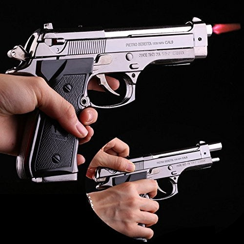 Metal 9 Mm Pistol Gun Shaped Cigarette Lighter - Toymallpk