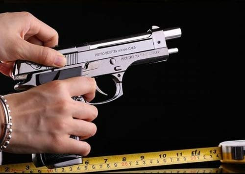 Metal 9 Mm Pistol Gun Shaped Cigarette Lighter