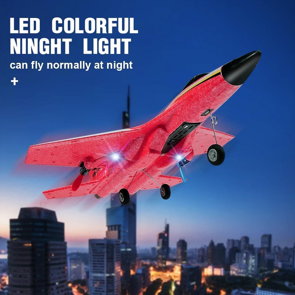 2 CH Rc Plane, Remote Control Airplane for Kids Adult Beginner - 2.4 Ghz Rc Airplane Jet Plane with Night Light, Easy to Fly - Plane Toy for Boys Age 8-12