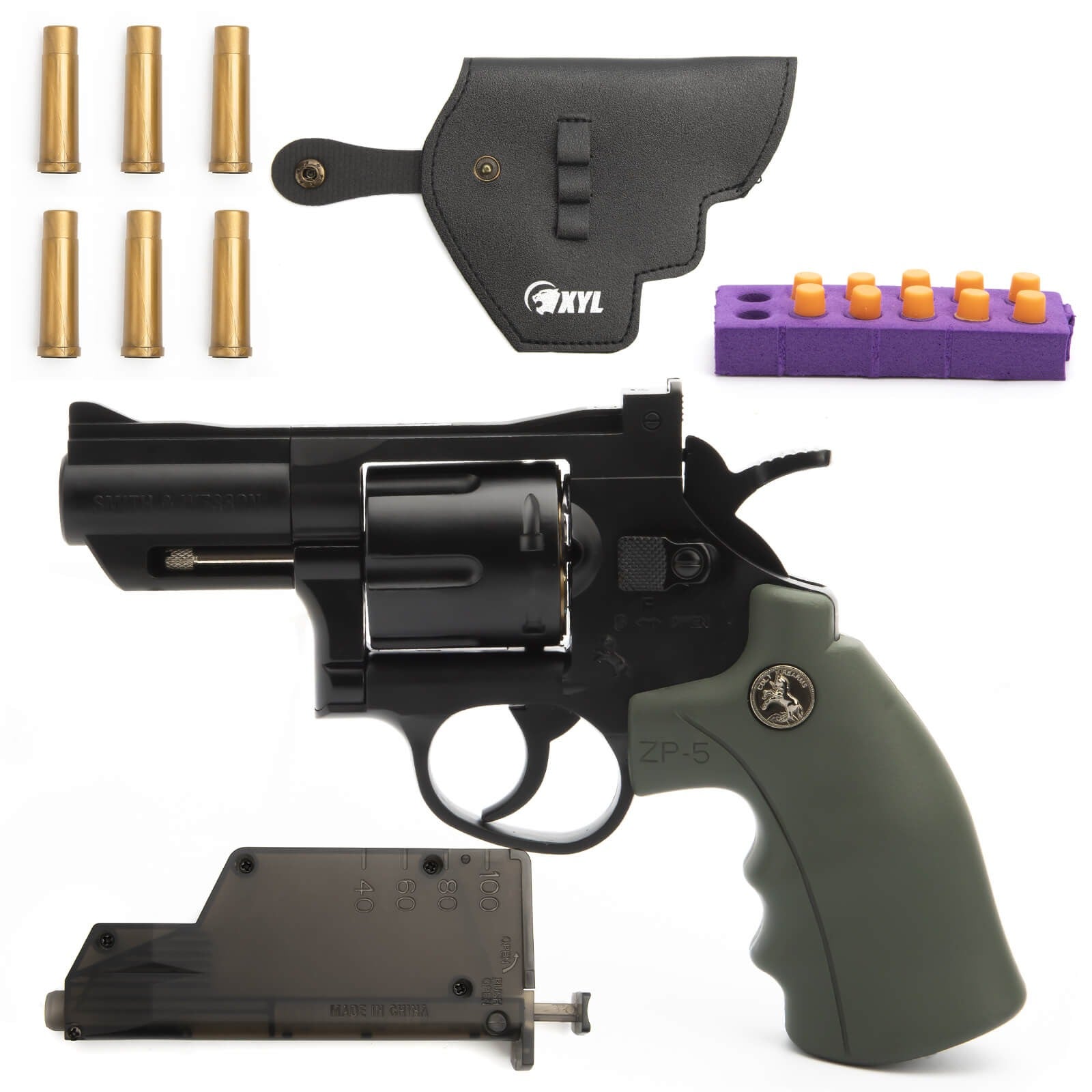 ZP5 Revolver Soft Bullet Toy GUN METAL BODY AND SHELL EJECT WITH GEL BLASTER 2 IN 1