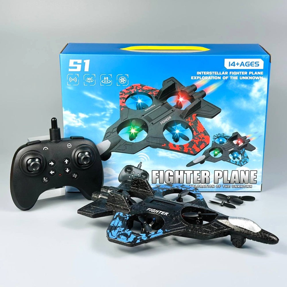 RC Aeroplane 2.4GHz Remote Controlled Aeroplane S2 MODEL  Quadcopter Floating Fighter Plane RC Aeroplane RTF for Beginners, Children and Adults, APlane Toy with Coloured Lights USB Charging