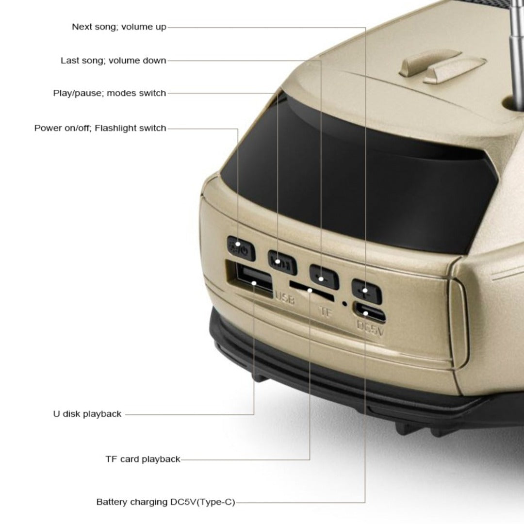 BlueTooth Speaker Charge With Solar & USB Cable Model CAR+JEEEP