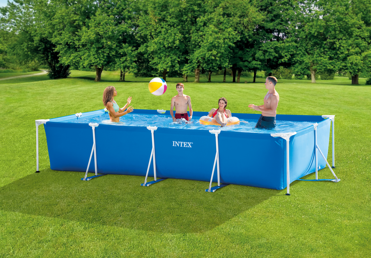 SWIMMING POOLINTEX Frame Rectangular Pool With Water Filter Pump Size ...
