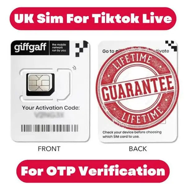 UK Sim  Lifetime GiffGaff  in Pakistan