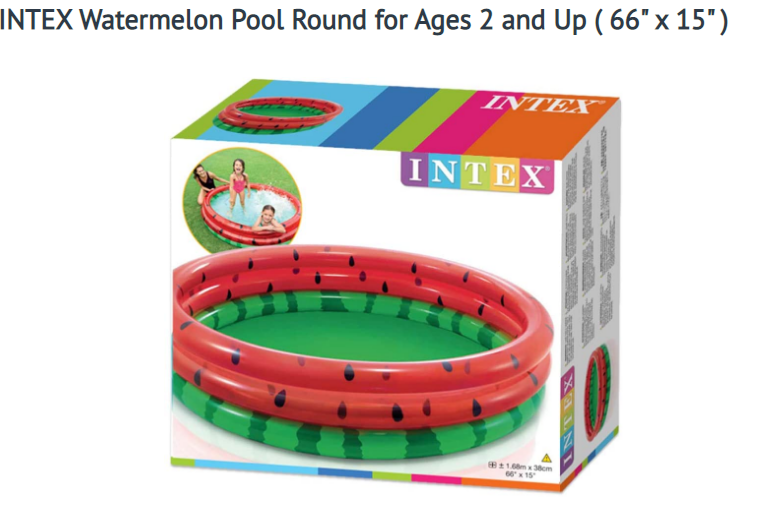 INTEX Watermelon Pool Round for Ages 2 and Up ( 66" x 15" )