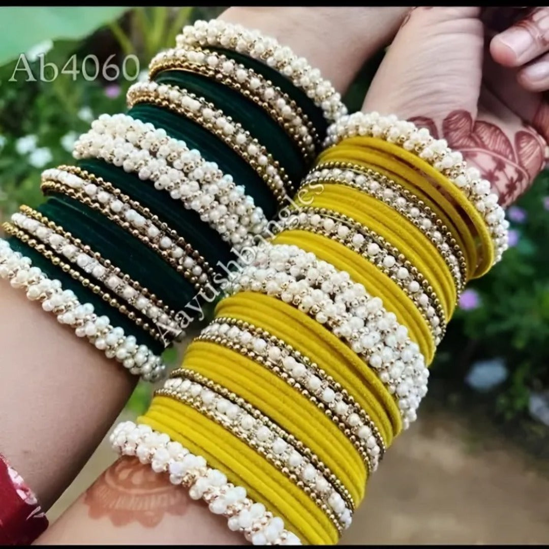 Trendy pearl Gajra Bangles with White Pearls/Beads