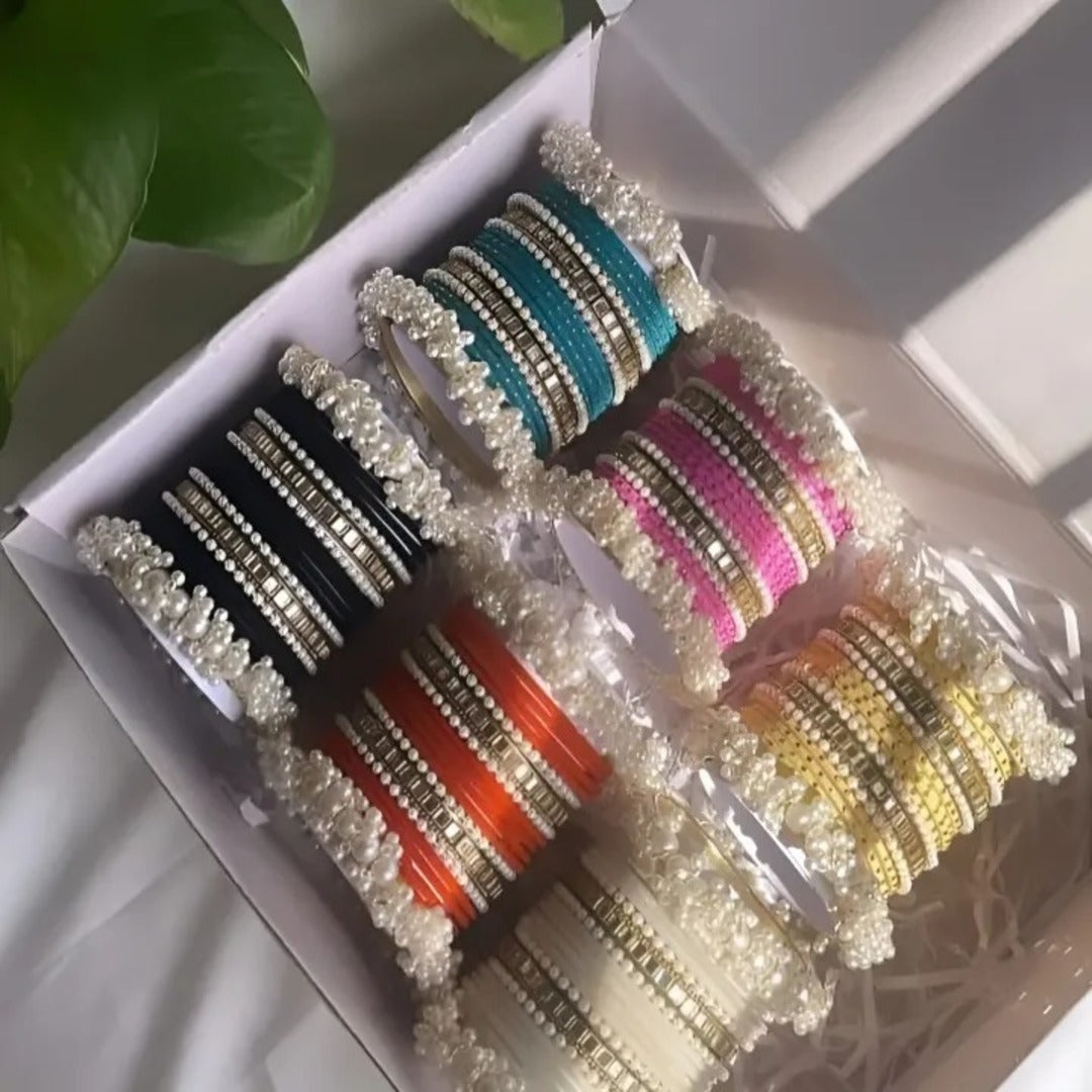 Trendy pearl Gajra Bangles with White Pearls/Beads