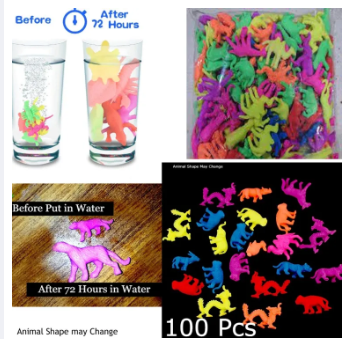 PACK OF 100-Animal Shape Crystal Rubber Jelly Growing  for Decoration - Toymallpk