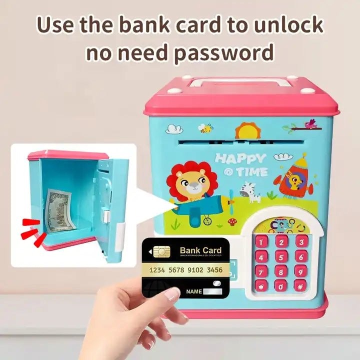 🦁 Electronic Money Suitcase Safe ATM – Kids Digital Piggy Bank with Password & Key Card 💰