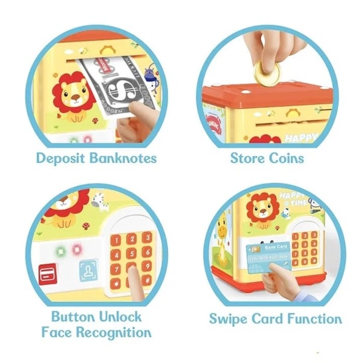 🦁 Electronic Money Suitcase Safe ATM – Kids Digital Piggy Bank with Password & Key Card 💰