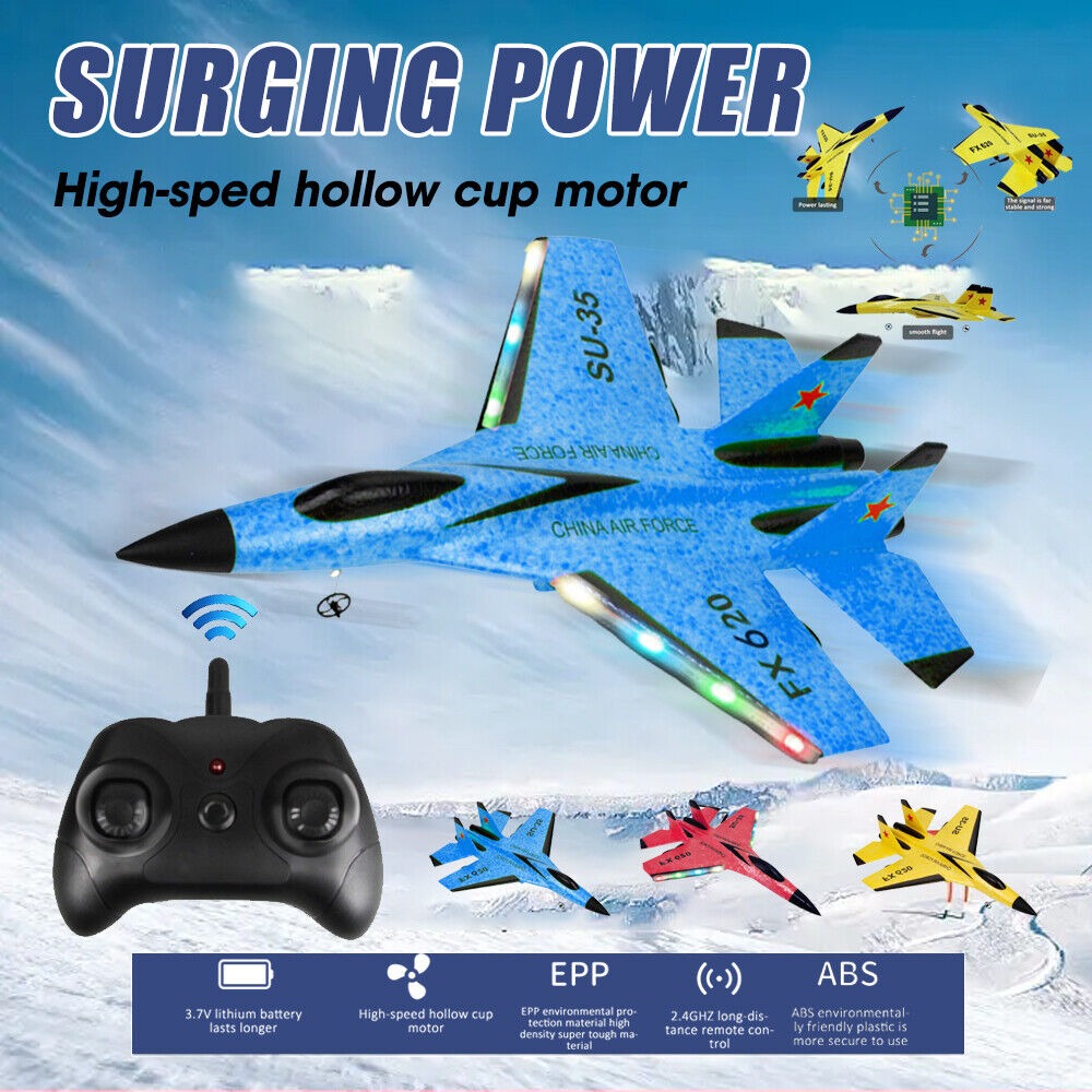 ✈️ New SU-35 RC Remote Control Airplane 🚀 2.4G Fighter Hobby Plane ✨ Glider EPP Foam RC Toy for Kids 🎁 - Toymallpk