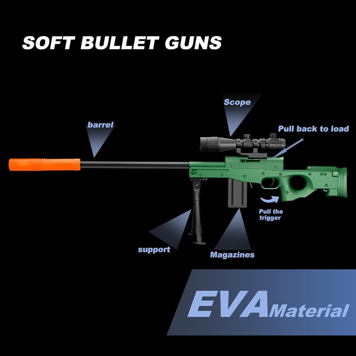 Sniper Rifle Toy Gun Sniper Gun Manual Toy Gun EVA Soft Bullet Sniper Gun Wind Toy Gun Sniper Life Weapon
