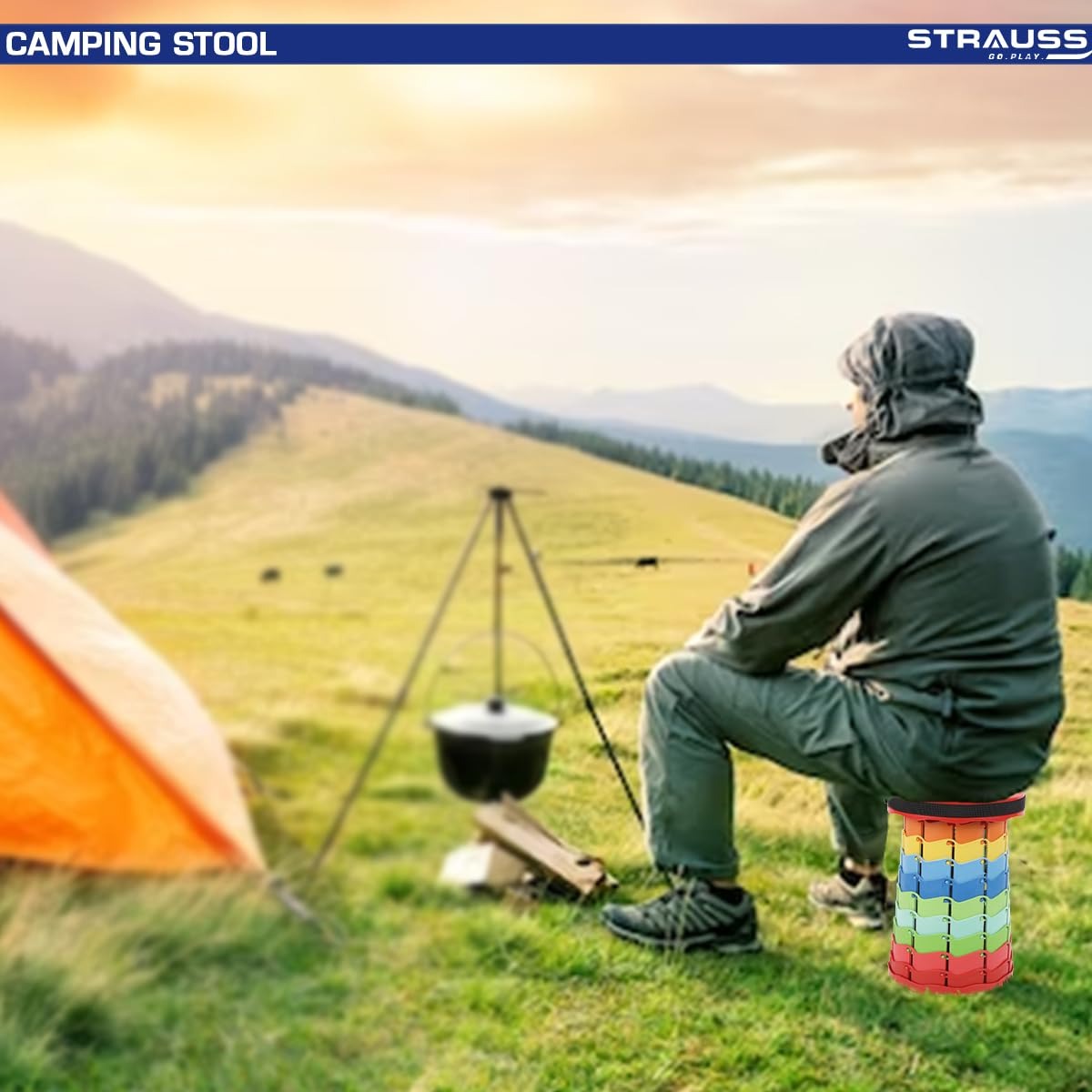 Adjustable Telescoping Foldable Camping Stool For Adults - Toymallpk