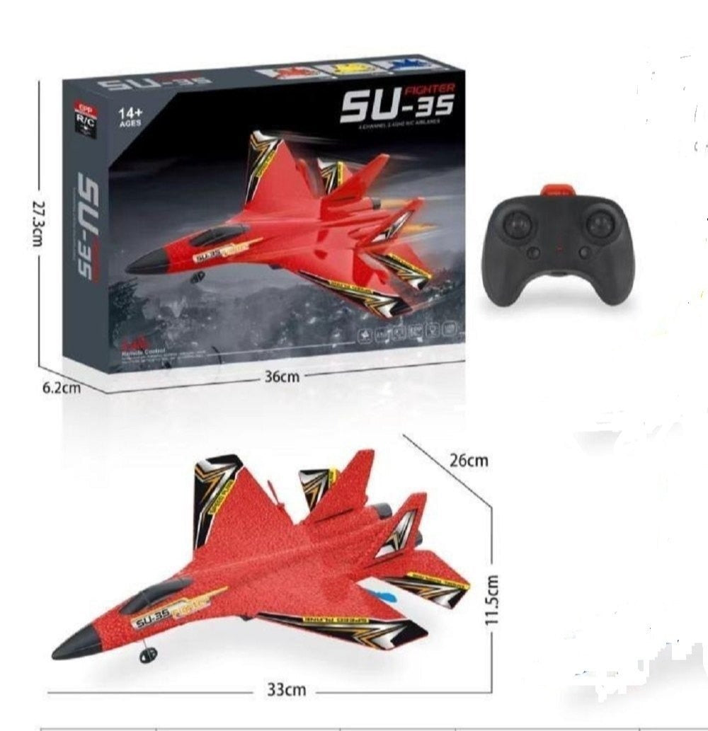 ✈️ New SU-35 RC Remote Control Airplane 🚀 2.4G Fighter Hobby Plane ✨ Glider EPP Foam RC Toy for Kids 🎁 - Toymallpk