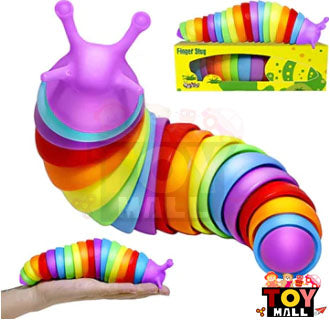 3D  Rainbow Color Articulated Slug  Toy - Toymallpk