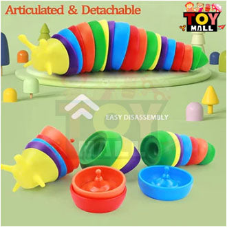 3D  Rainbow Color Articulated Slug  Toy - Toymallpk