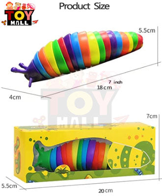 3D  Rainbow Color Articulated Slug  Toy