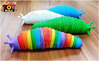 3D  Rainbow Color Articulated Slug  Toy