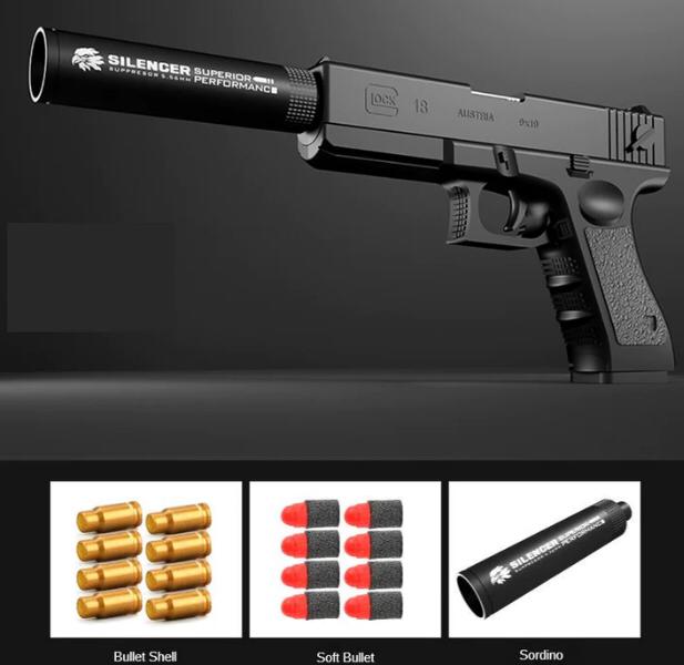 Glock children's manual hand-drawn shell soft bullet gun simulation model boy toy - Toymallpk