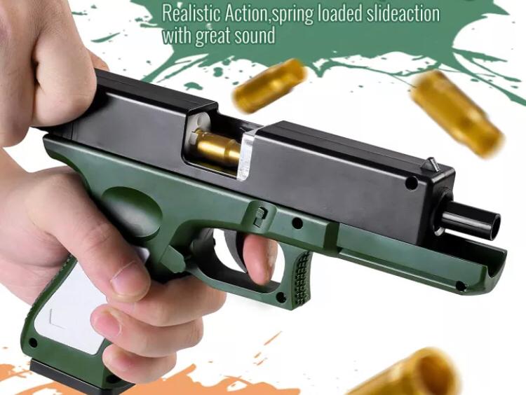 Glock children's manual hand-drawn shell soft bullet gun simulation model boy toy - Toymallpk