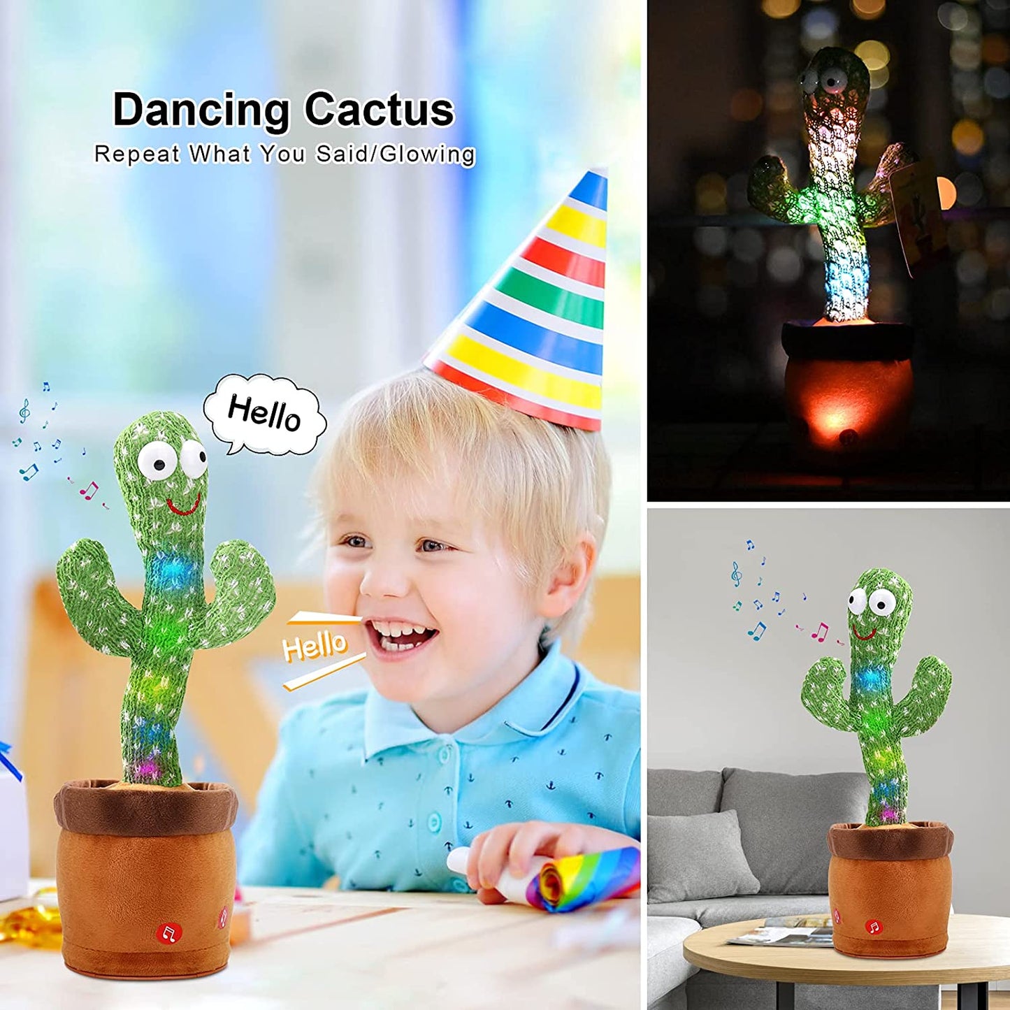 Rechargeable Singing Cactus Toy with Free Costume